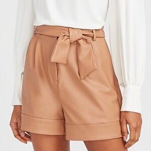 Express Tan Faux Vegan Leather High Waist Shorts